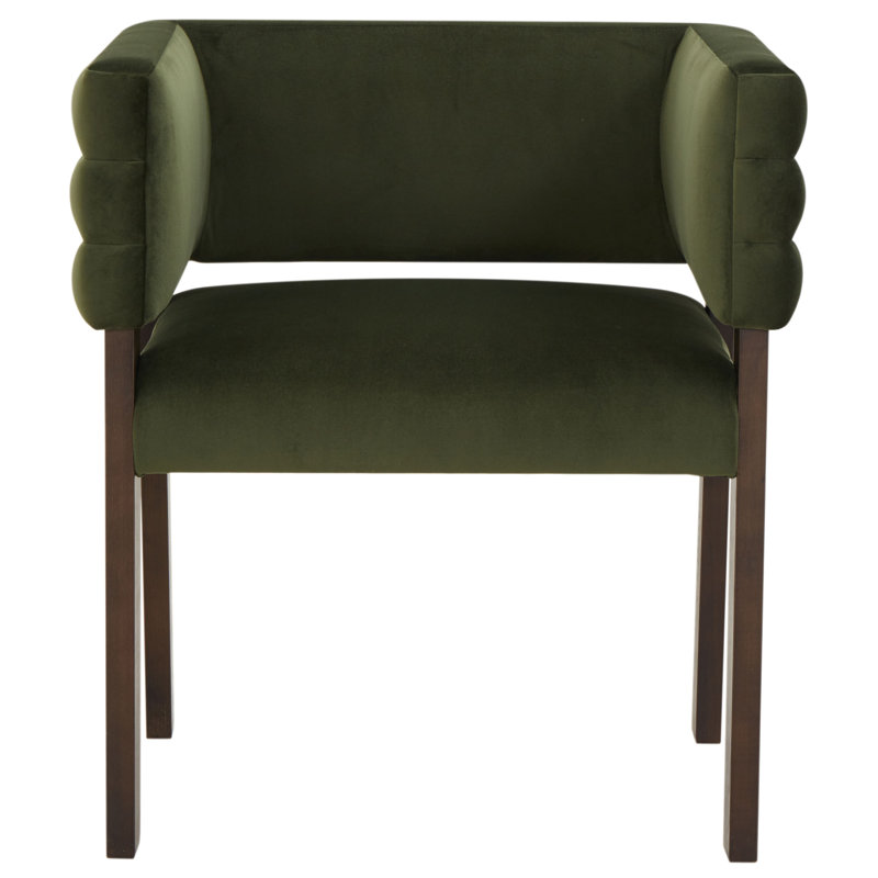 Aliezah Velvet Upholstered Back Armchair Dining Chair, Forest Green