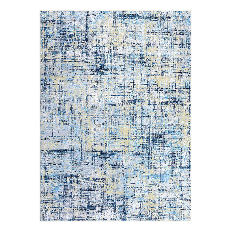 Abstract Machine Washable Area Rug Low Pile Non Slip Modern Rug Foldable Stain Resistant Carpet for Living Room Bedroom Indoor Ultra Thin Mat