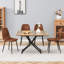 Ensemble de salle à manger multifonctionnel de style moderne et minimaliste en MDF naturel et en tissu technique, parfait pour manger et étudier