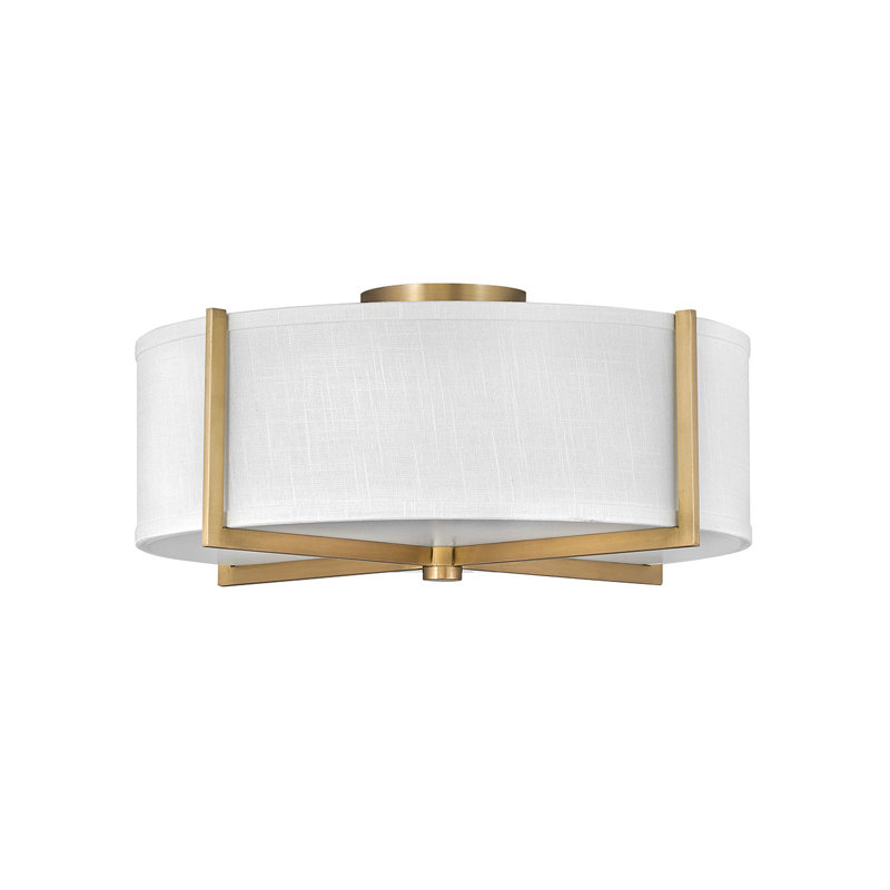 Axis 3 - Light 19.5" Semi Flush Mount, Off White, Heritage Brass