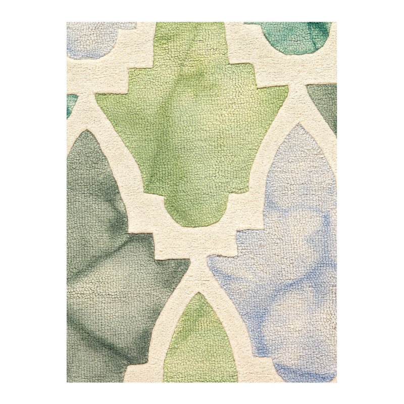 Graven Wool Area Rug in Green