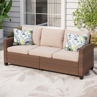 181.1cm Wide Straight Patio Sofa with Cushions