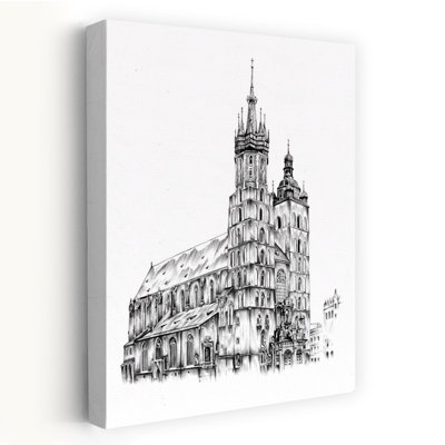Basilique Sainte-Marie de Cracovie, architecture gothique contemporaine, affiche murale