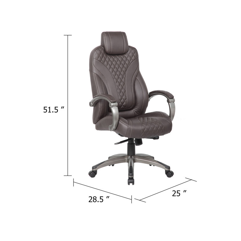 Fauteuil de direction à roulettes Kelly, similicuir à dossier cousu brun, Similicuir LeatherPlus brun