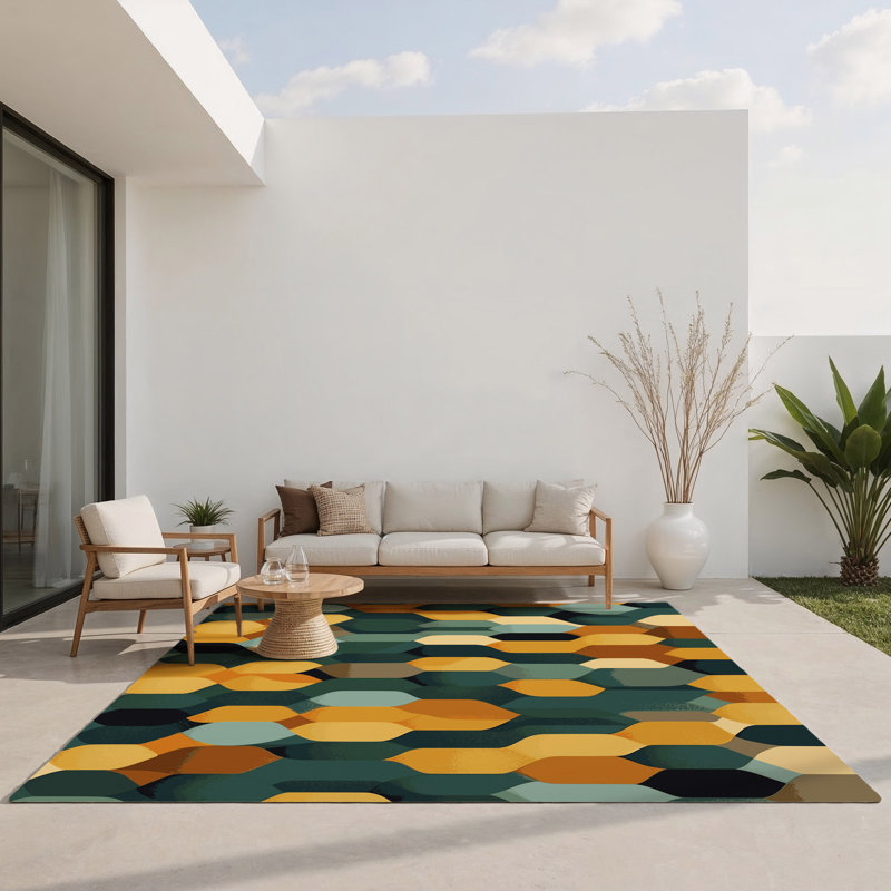Grid Harmony Indoor And Outdoor Area Rug, Rectangle 9' x 12'