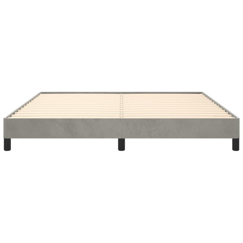 Box Spring Bed Frame Light Grey King Velvet , Light Gray, King