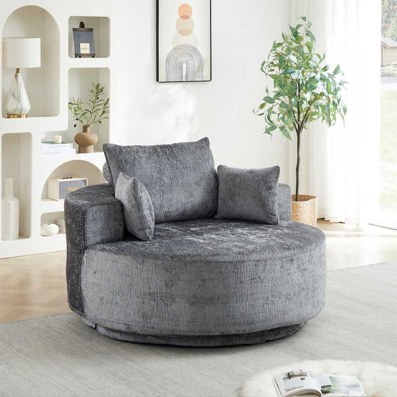 Chaise pivotante 55 po en chenille simple L, Gris clair