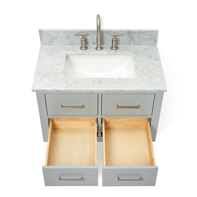 Ensemble de meuble-lavabo mural simple 31 po Ceinture, Gris, Nickel brossé