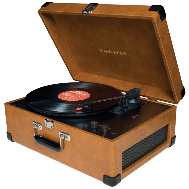 Tourne-disque décoratif à 3 vitesses USB Keepsake, Brun clair
