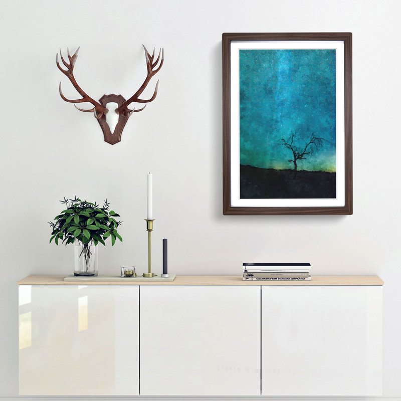 Arizona Tree Beneath The Stars - Single Picture Frame Painting on MDF, Walnut Framed, 45cm H x 33cm W x 2cm D
