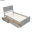 2 lits plateforme simple avec roulettes, couleur grise, bois massif et 2 tiroirs coulissants-1103572726
