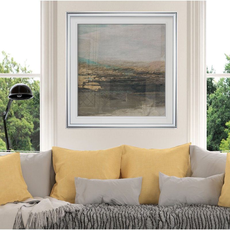 « vista lake », peinture, Cadre argenté, H 24 po x l 24 po x P 2 po