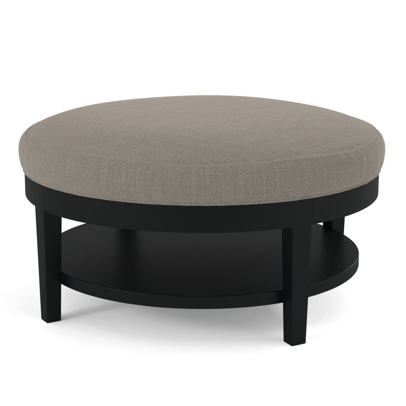 Midtown Upholstered Ottoman, Stone Crypton Performance; 0884-83, Black Finish