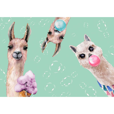 Peel & Stick Kids Wall Mural - Crazy Llamas