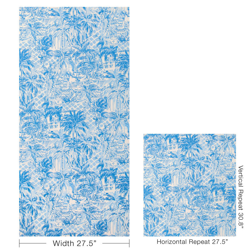 Lilly Pulitzer Palm Beach Wallpaper, Blue/Lapis