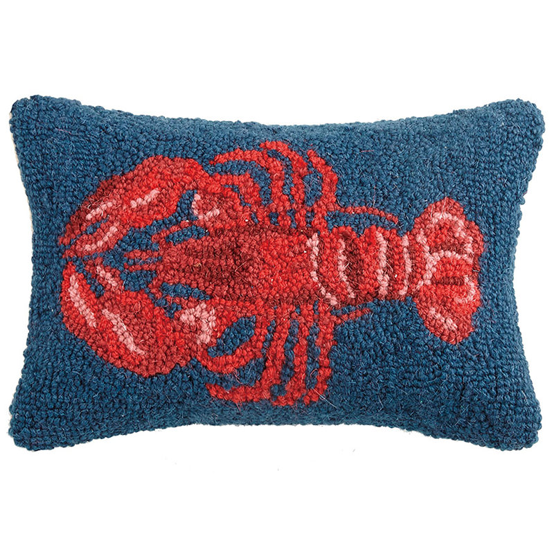 Lobster Wool Hook Petite Throw Pillow