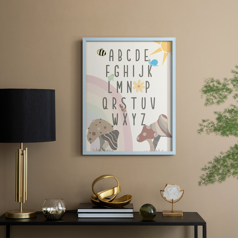 «Garden Magic Alphabet», reproduction encadrée - bois massif, H 30 po x l 24 po, Bleu