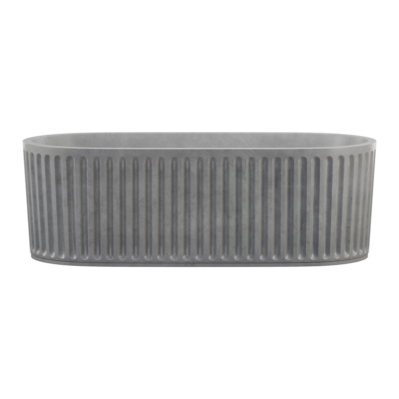 Delice 67" Freestanding Concrete Bathtub In Gray, Drain Included