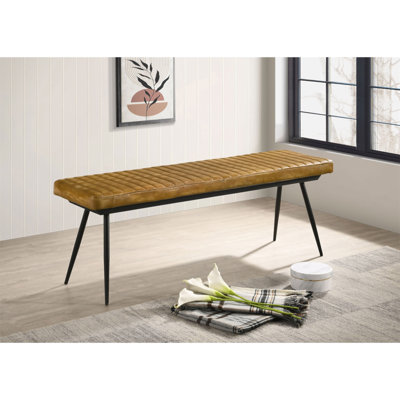Banc à coussin capitonné chameau et noir