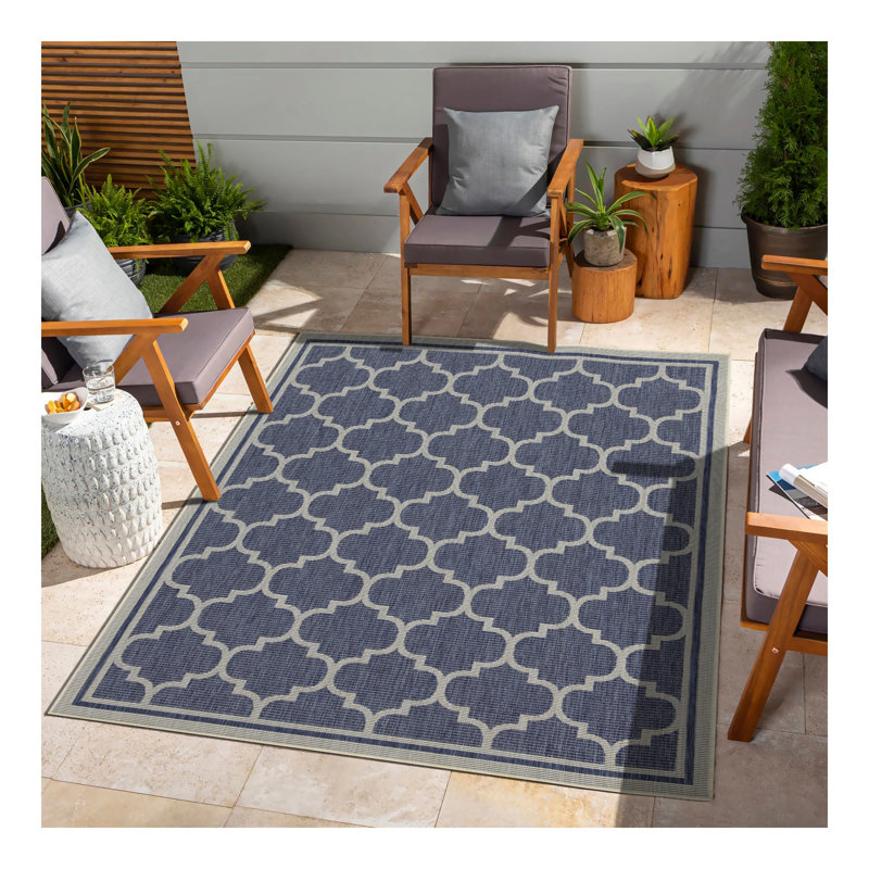 Blue 7 ft. 3 in. Indoor/Outdoor Area Rug, Rectangle 5'3" x 7'3"