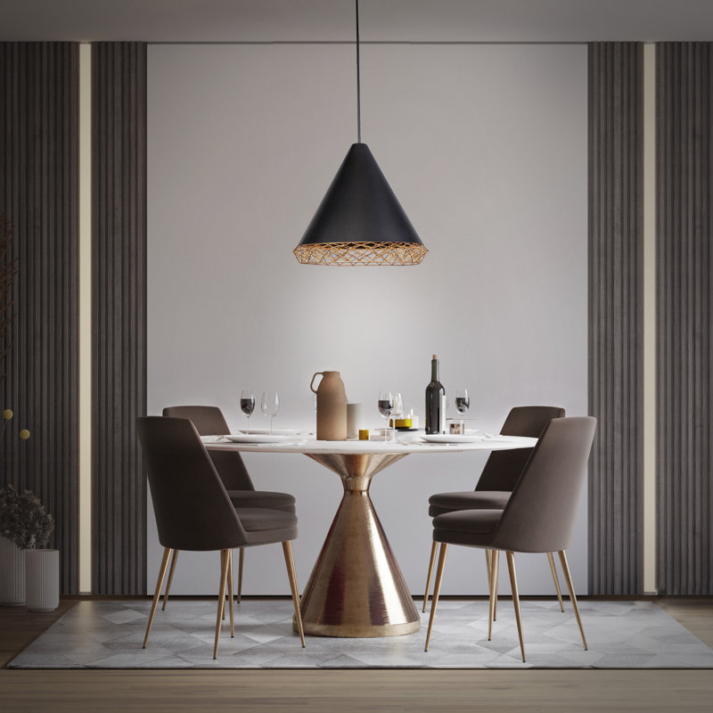 Modern Lacey Black Gold LED Geometric Pendant Light