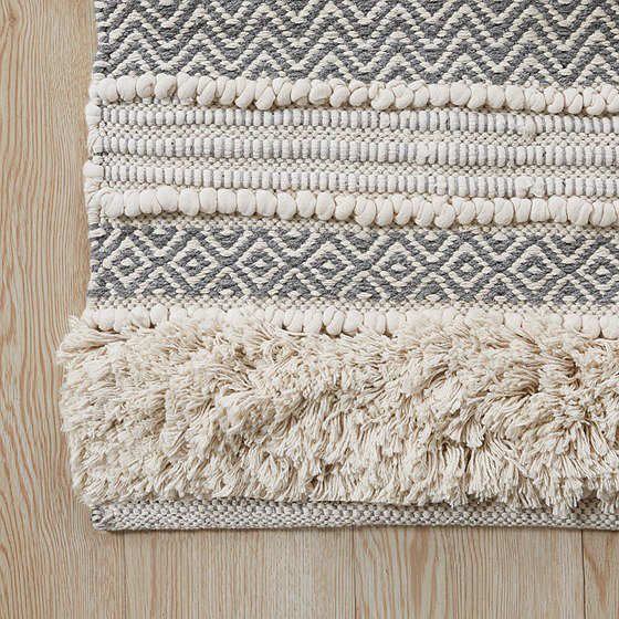 Woven Texture Stripe Bath Rug Grey 22X58"