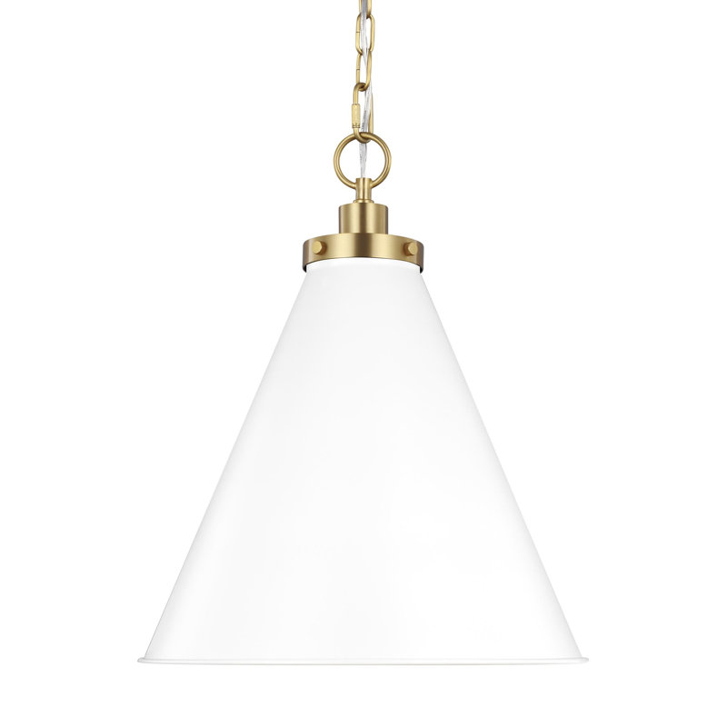 Wellfleet 1 - Light Pendant, Burnished Brass, Matte White, 19" H x 15.625" W x 15.625" D