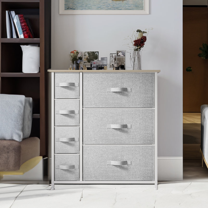 Bosmat 25'' W Unfinished 7 - Drawer Dresser, Light Gray