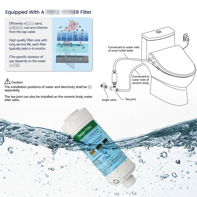 Adjustable Bidet Toilet Seat - Automatic Cleaning, Sensor Open/Close Lid, Heated Nozzle Clean, 3 Levels