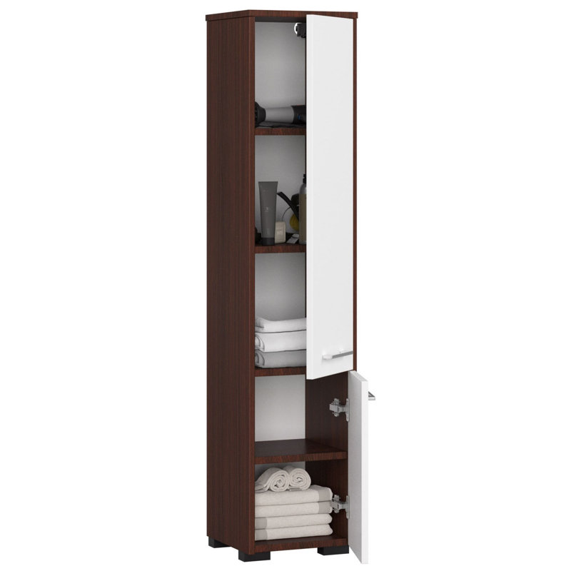 Ercelle Freestanding Linen Cabinet, Wenge/White