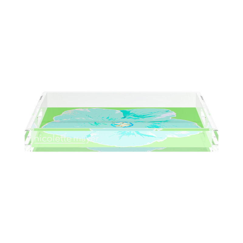 Plateau décoratif carré en acrylique Hibiscus, L 15 po x P 15 po x H 2 po, Clolony