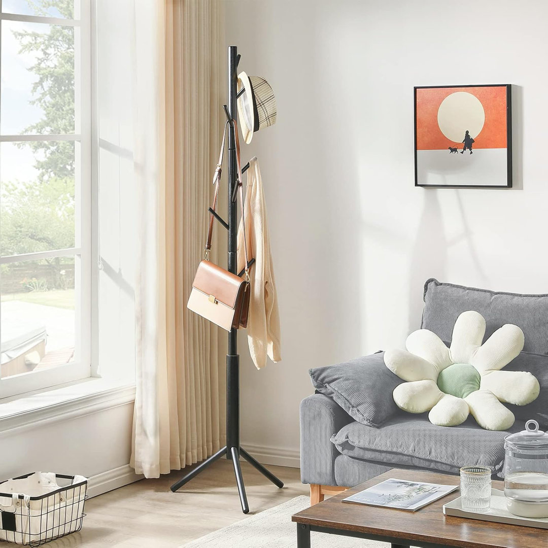 Wooden Adjustable Hall Tree Coat Racks with 8 Hooks