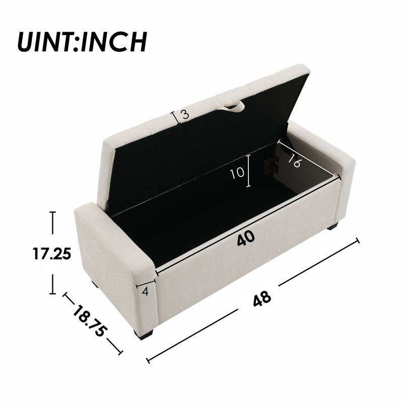 48"W Upholstered Storage Bench,Entryway Bench,Ottoman,Bed end bench, Beige