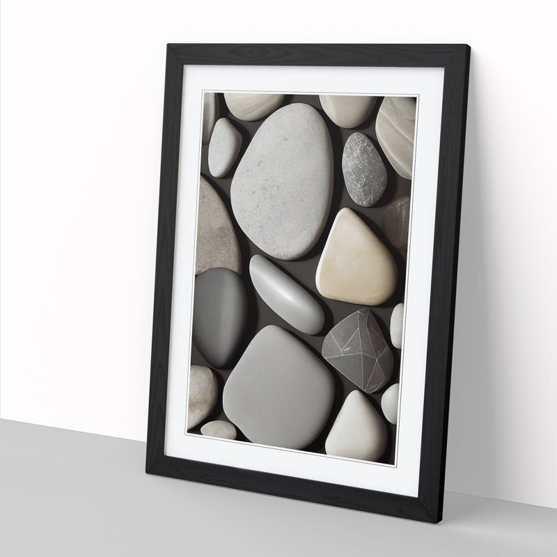 Pebbles Vol.2 - Single Picture Frame Print, 64cm H x 46cm W x 2cm D, Black