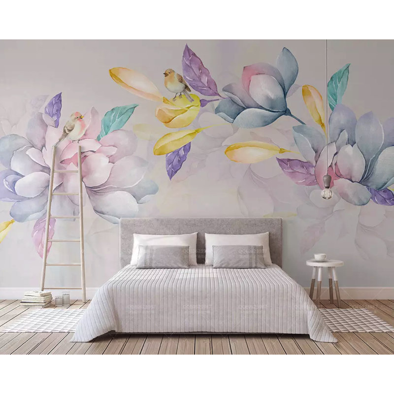 Papier peint à fleurs aquarelle Arnoli, l 55 po x L 35 po