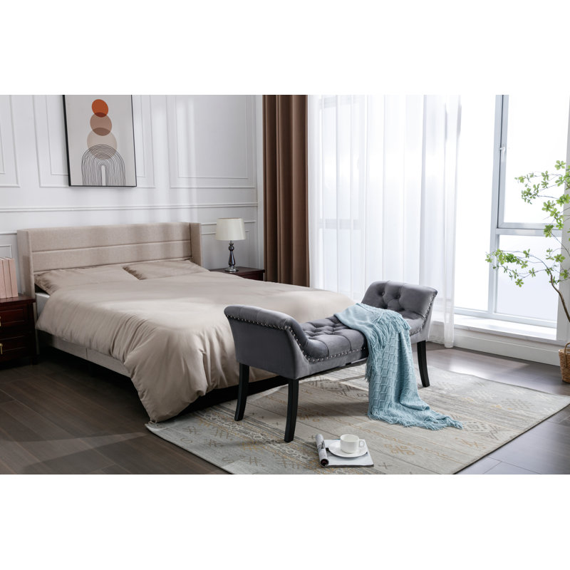 Banc rembourré en velours Jahayra