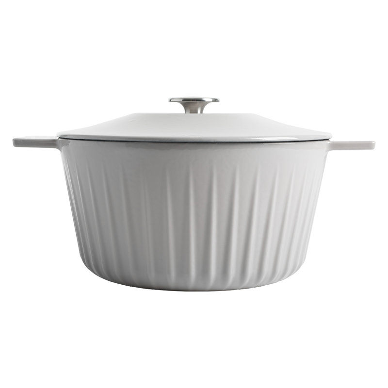 Cocotte en fonte émaillée avec couvercle Martha Stewart Eastholm, Gris chaleureux, 5 pintes