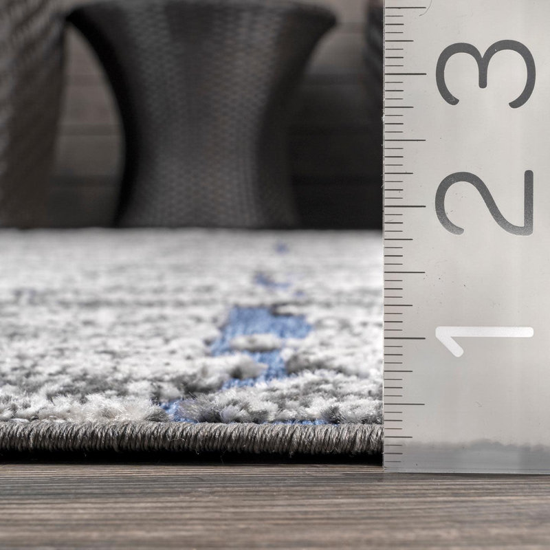 Tapis bleu / gris Edmond, Rectangle l 7 pi 10 po x L 10 pi