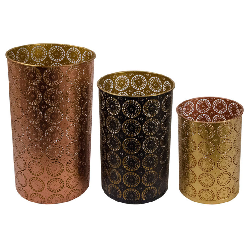 3 Piece Metal Tabletop Votive Holder Set