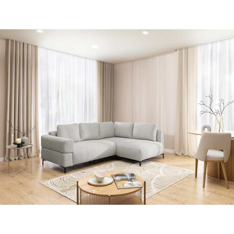 4 Seater Corner Sofa, Light Grey, Right Hand Facing
