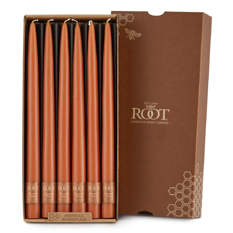 Ensemble de 12 chandelles coniques non parfumées 12 pièces, H 12 po x l 0,88 po x P 0,88 po, Rouille
