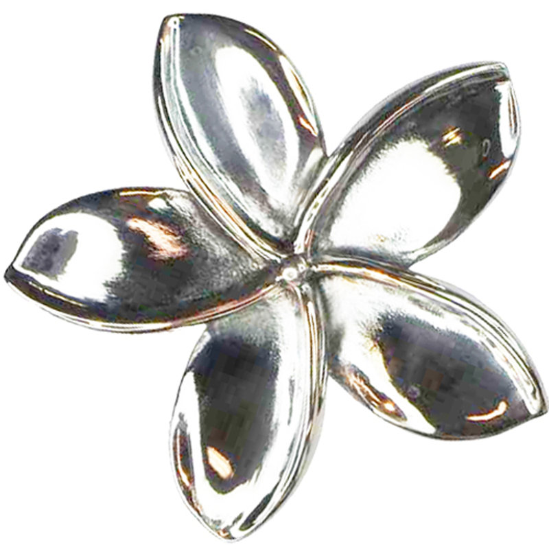 2" Plumeria Flower Medium Knob, Brushed Nickel, 1.75" L x 1.75" W, 2