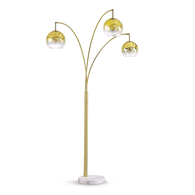 Lampe sur pied arquée à DEL 84 po Eddo, Laiton brossé, Or