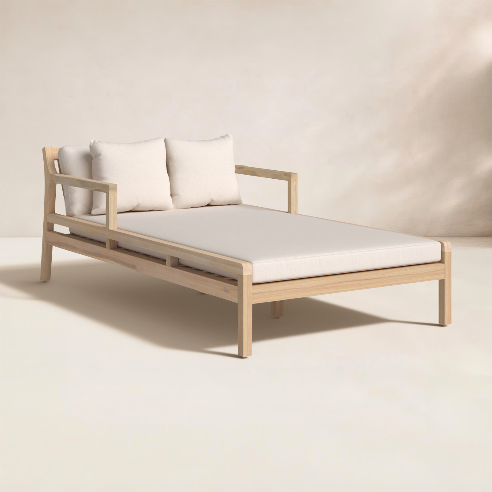 Amina 47" Acacia Patio Double Chaise Lounge