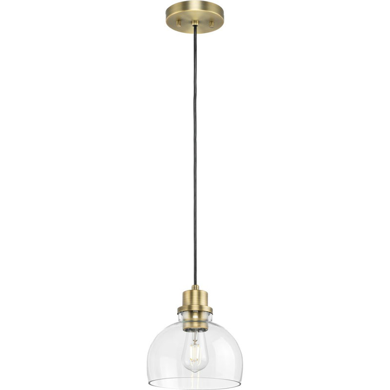 Walkerton 1 - Light Dome Pendant, Clear, Vintage Brass