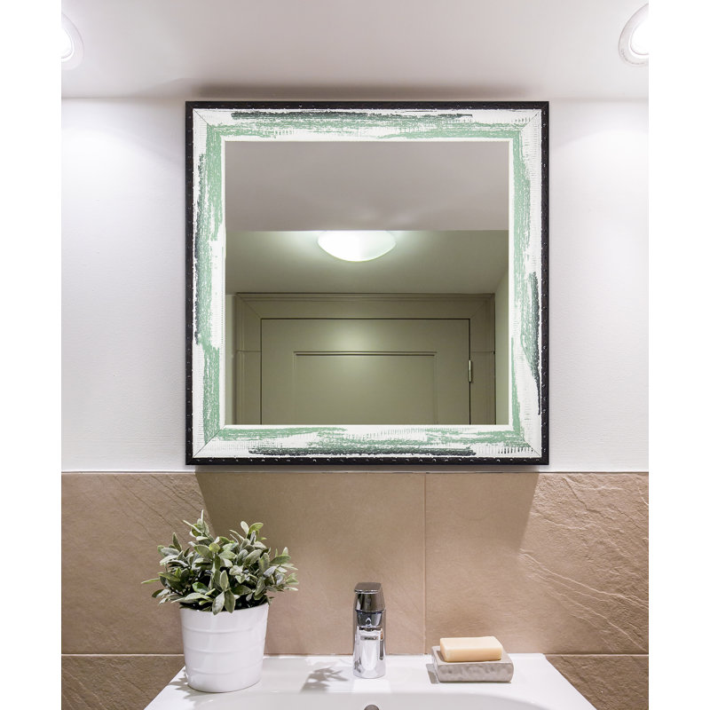 Miroir décoratif moderne et contemporain Eilany, H 25,5 po x l 25,5 po, Écume de mer