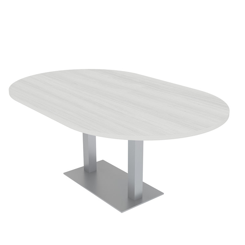 Table de conférence Racetrack, L 84 po x l 48 po, Cyprès blanc, Argent argent