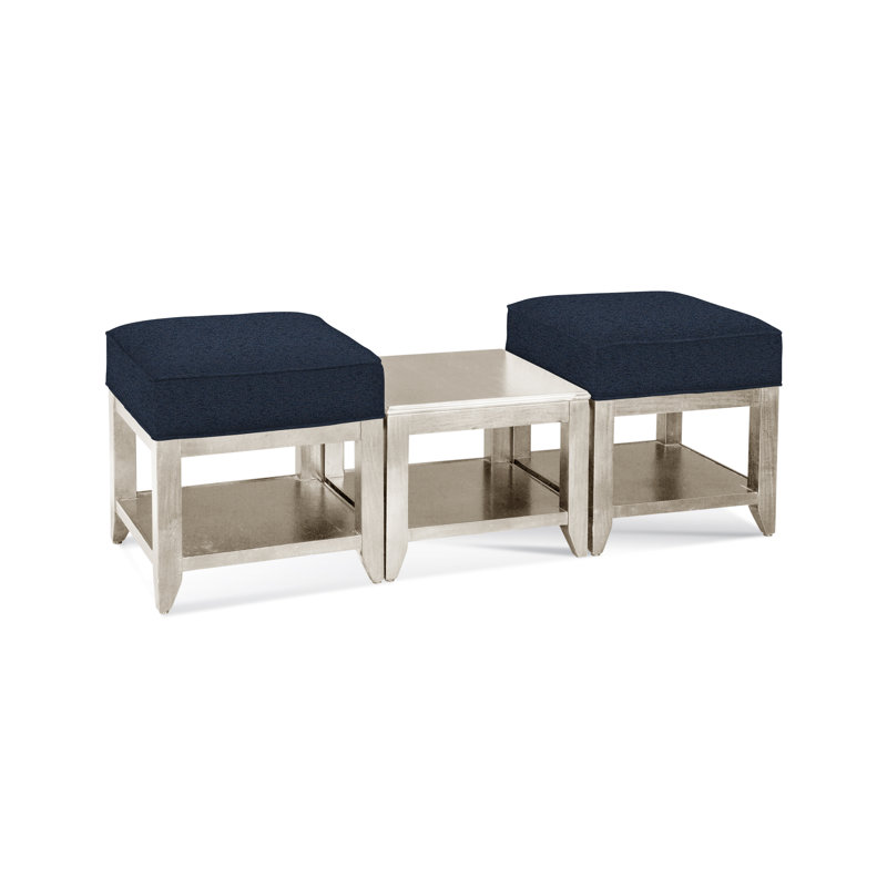 Elements Upholstered Cube Ottoman, Basic Navy; 0317-61, Havana