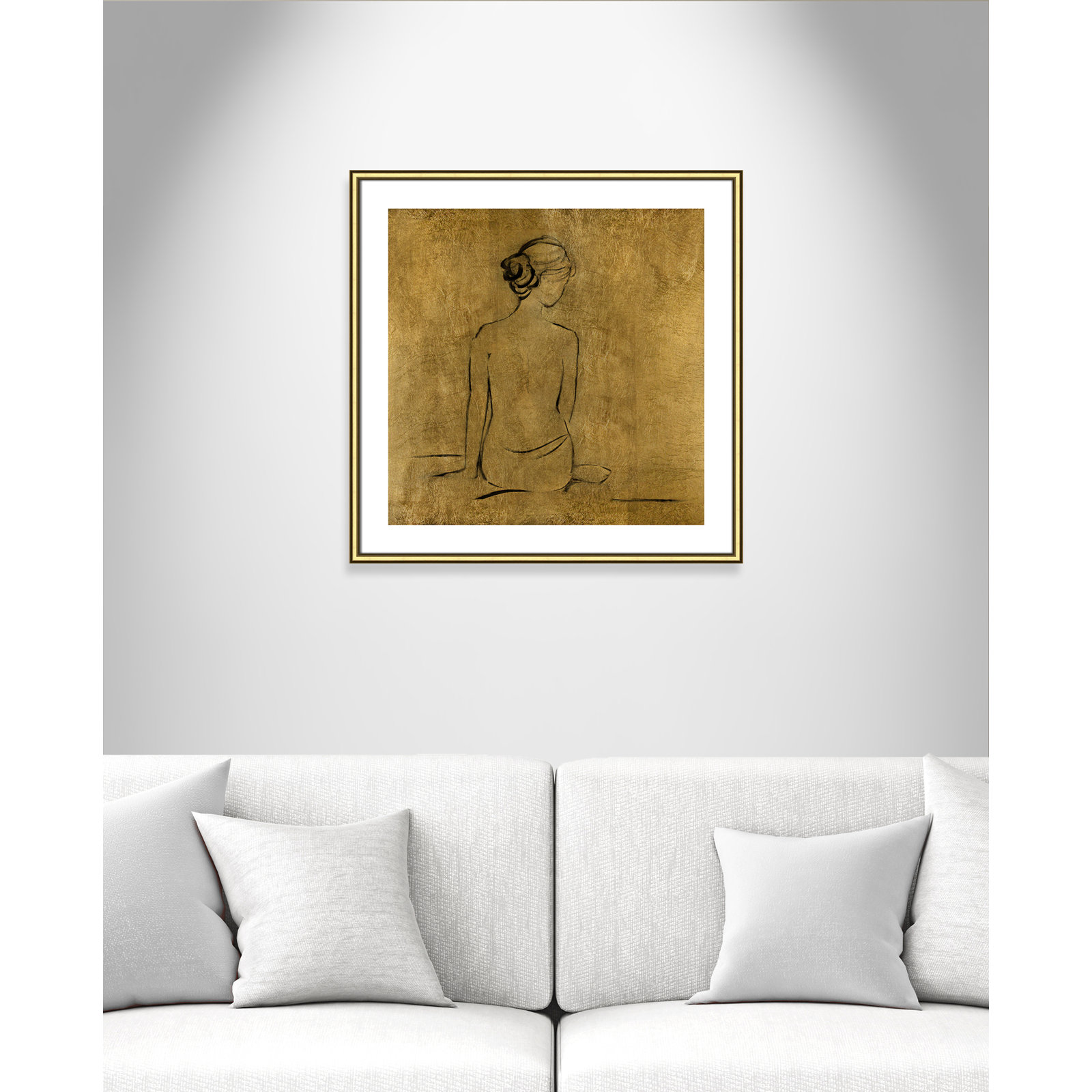 Golden Bather I by Sally Swatland - Painting Print, Gold Framed Paper, 28.75" H x 28.75" W x 0.88" D