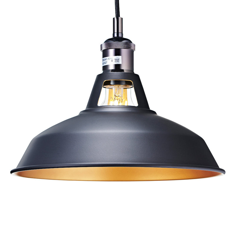 13cm H Metal Bowl Pendant Shade ( Screw On ), Black